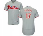 Philadelphia Phillies #17 Rhys Hoskins Grey Road Flex Base Authentic Collection Baseball Jersey