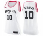 Women's San Antonio Spurs #10 DeMar DeRozan Swingman White Pink Fashion Basketball Jersey