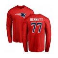 New England Patriots #77 Michael Bennett Red Name & Number Logo Long Sleeve T-Shirt