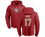 San Francisco 49ers #17 Jalen Hurd Red Name & Number Logo Pullover Hoodie