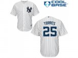 New York Yankees #25 Gleyber Torres White Strip New Cool Base Stitched MLB Jersey
