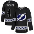 Tampa Bay Lightning #4 Vincent Lecavalier Authentic Black Team Logo Fashion NHL Jersey