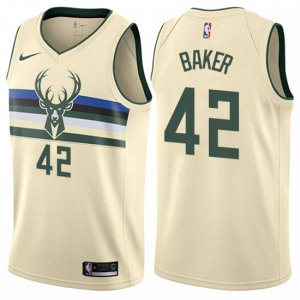 Milwaukee Bucks #42 Vin Baker Authentic Cream NBA Jersey - City Edition