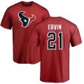 Houston Texans #21 Tyler Ervin Red Name & Number Logo T-Shirt