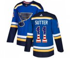 St. Louis Blues #11 Brian Sutter Authentic Blue USA Flag Fashion NHL Jersey