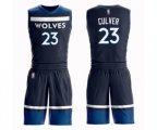 Minnesota Timberwolves #23 Jarrett Culver Swingman Navy Blue Basketball Suit Jersey - Icon Edition