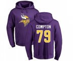 Minnesota Vikings #79 Tom Compton Purple Name & Number Logo Pullover Hoodie