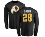 Washington Redskins #28 Darrell Green Black Name & Number Logo Long Sleeve T-Shirt