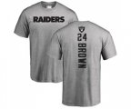 Oakland Raiders #24 Willie Brown Ash Backer T-Shirt