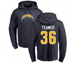 Los Angeles Chargers #36 Roderic Teamer Navy Blue Name & Number Logo Pullover Hoodie