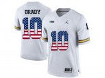2016 US Flag Fashion-2016 Men's Jordan Brand Michigan Wolverines Tom Brady #10 College Football Limited Jersey - White