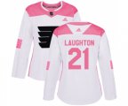 Women Adidas Philadelphia Flyers #21 Scott Laughton Authentic White Pink Fashion NHL Jersey