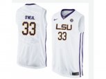 Men's LSU Tigers Shaquille O'Neal #33 College Basketball Elite Jersey - White