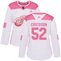 Women's Detroit Red Wings #52 Jonathan Ericsson Authentic White Pink Fashion NHL Jersey