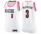 Women's Portland Trail Blazers #3 C.J. McCollum Swingman White Pink Fashion Basketball Jersey