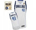 Dallas Mavericks #41 Dirk Nowitzki Authentic White Home Champions Patch Basketball Jersey