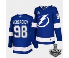 Tampa Bay Lightning #98 Mikhail Sergachev Blue Home Authentic 2021 NHL Stanley Cup Final Patch Jersey