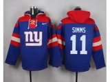New York Giants #11 Phil Simms Royal Blue Player Pullover NFL Hoodie