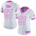 Women New York Giants #67 Justin Pugh Limited White Pink Rush Fashion NFL Jersey