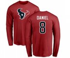 Houston Texans #8 Trevor Daniel Red Name & Number Logo Long Sleeve T-Shirt