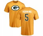 Green Bay Packers #5 Paul Hornung Gold Name & Number Logo T-Shirt