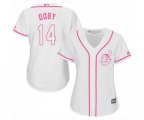 Women's Cleveland Indians #14 Larry Doby Replica White Fashion Cool Base Baseball Jersey