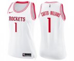 Women's Houston Rockets #1 Michael Carter-Williams Swingman White Pink Fashion Basketball Jersey