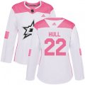 Women's Dallas Stars #22 Brett Hull Authentic White Pink Fashion NHL Jersey