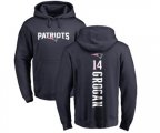 New England Patriots #14 Steve Grogan Navy Blue Backer Pullover Hoodie