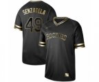 Colorado Rockies #49 Antonio Senzatela Authentic Black Gold Fashion Baseball Jersey