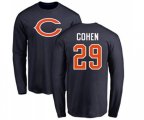 Chicago Bears #29 Tarik Cohen Navy Blue Name & Number Logo Long Sleeve T-Shirt