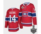 Montreal Canadiens #14 Nick Suzuki Red Home Authentic 2021 NHL Stanley Cup Final Patch Jersey