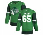 Chicago Blackhawks #65 Andrew Shaw 2020 St. Patrick's Day Stitched Hockey Jersey Green