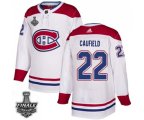 Montreal Canadiens #22 Cole Caufield White Road Authentic 2021 NHL Stanley Cup Final Patch Jersey