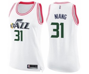 Women\'s Utah Jazz #31 Georges Niang Swingman White Pink Fashion Basketball Jersey