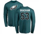 Philadelphia Eagles #53 Nigel Bradham Green Name & Number Logo Long Sleeve T-Shirt