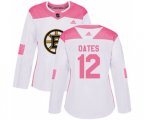 Women Boston Bruins #12 Adam Oates Authentic White Pink Fashion Hockey Jersey