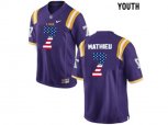 2016 US Flag Fashion Youth LSU Tigers Tryann Mathieu #7 College Football Limited Jersey - Purple