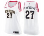 Women's New Orleans Pelicans #27 Jordan Crawford Swingman White Pink Fashion Basketball Jersey