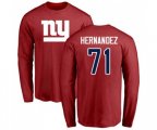 New York Giants #71 Will Hernandez Red Name & Number Logo Long Sleeve T-Shirt