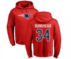 New England Patriots #34 Rex Burkhead Red Name & Number Logo Pullover Hoodie