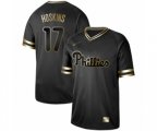 Philadelphia Phillies #17 Rhys Hoskins Authentic Black Gold Fashion Baseball Jersey