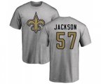 New Orleans Saints #57 Rickey Jackson Ash Name & Number Logo T-Shirt