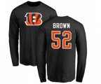 Cincinnati Bengals #52 Preston Brown Black Name & Number Logo Long Sleeve T-Shirt