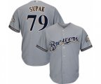 Milwaukee Brewers Trey Supak Replica Grey Road Cool Base Baseball Player Jersey