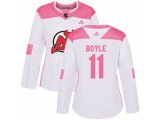 Women New Jersey Devils #11 Brian Boyle White Pink Authentic Fashion Stitched NHL Jersey