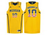2016 US Flag Fashion-Michigan Wolverines Tim Hardaway Jr. #10 Basketball Authentic Jersey - Yellow