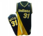 Indiana Pacers #31 Reggie Miller Authentic Black Yellow Throwback Basketball Jersey