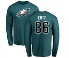 Philadelphia Eagles #86 Zach Ertz Green Name & Number Logo Long Sleeve T-Shirt
