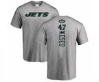 New York Jets #47 Trevon Wesco Ash Backer T-Shirt